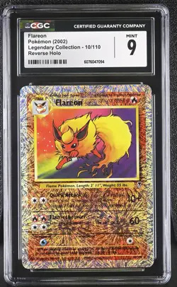 CGC 9 MINT Flareon 2002 Legendary (Collection) 10/110 Reverse Holo Pokemon Card - Image 1