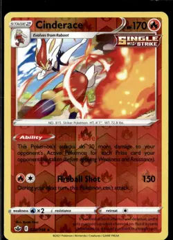 Pokemon Cinderace 028/198 Chilling Reign Reverse Holo Rare 4 Card Lot - Image 1