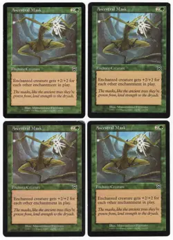 Ancestral Mask x4 4x 1999 Mercadian Masques PLAYSET Green Enchantment MTG LP AZ2 - Image 1
