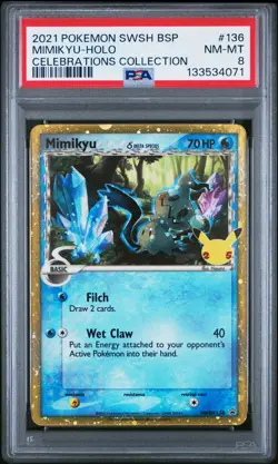 2021 POKEMON SWSH BLACK STAR PROMO CELEBRATIONS COLL #136 MIMIKYU-HOLO PSA 8 - Image 1