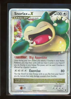 2009 Pokemon Platinum Rising Rivals Snorlax Lv. X Holo Foil Rare 111/111 - Image 1