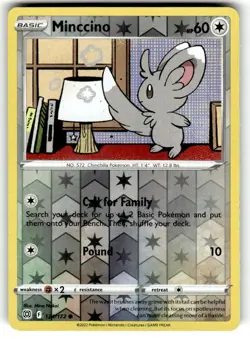 MINCCINO 124/172 BRILLIANT STARS POKEMON (REVERSE HOLO, NM) - Image 1
