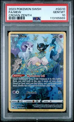 2023 POKEMON SWORD & SHIELD CROWN ZENITH #GG10 FULL ART/MEW PSA 10 - Image 1