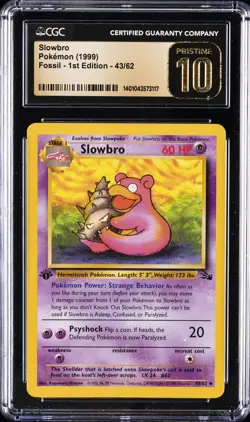 1999 POKEMON FOSSIL 1ST EDITION #43/62 SLOWBRO CGC 10 PRISTINE - Image 1