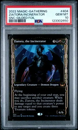 2022 MTG STREETS OF NEW CAPENNA GILDED FOIL #404 ZIATORA, THE INCINERATOR PSA 10 - Image 1