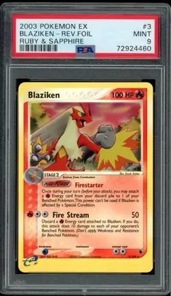 2003 Pokemon EX Ruby & Sapphire #3 Blaziken Reverse Holo PSA 9 Mint - Image 1