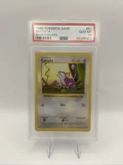 1999 Pokemon Base Set Rattata #61 Shadowless PSA 10 GEM MT - Image 1