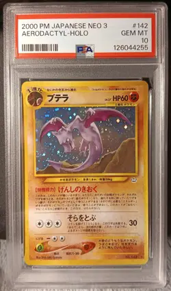 PSA 10 Aerodactyl No. 142 Pokemon Japanese Awakening Legends 2000 Vintage Holo - Image 1