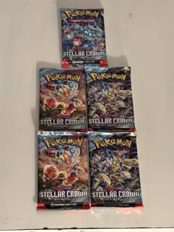Pokemon SV07 STELLAR CROWN Booster Packs *Lot of 5* NEW & SEALED - Image 1