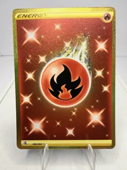 Pokemon Card TCG - Fire Energy 284/264 Fusion Strike Gold Secret Rare Holo NM/M - Image 1