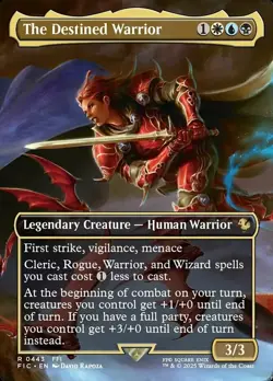 1 x The Destined Warrior - Foil - Borderless - Commander: Final Fantasy - NM-Min - Image 1
