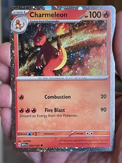 POKEMON CHARMELEON 005/165 COMMON COSMOS HOLOFOIL SCARLET VIOLET 151 NM CARD - Image 1