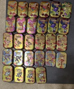 Pokemon TCG Scarlet & Violet 151 Mini Tins EMPTY! LOT OF 28 w type coins/ art - Image 1