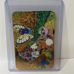 1990s Pokemon Pocket Monsters Holo Prism Vending Sticker Raichu, Eevee POWER - Image 3
