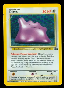 Pokemon DITTO 3/62 Fossil - RARE HOLO - - MOD PLAY & CREASED - Image 1