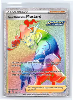 Pokemon TCG SWSH Battle Styles Rapid Strike Style Mustard Secret Rare 176/163 NM - Image 1