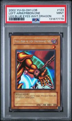 2002 Yu-Gi-Oh! Left Arm/Forbidden One Legend of Blue Eyes LOB Unlim Ultra PSA 9 - Image 1