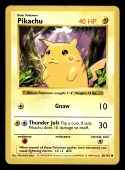Pikachu 58/102 Shadowless Red Cheeks Base Set Pokemon Card - Image 1