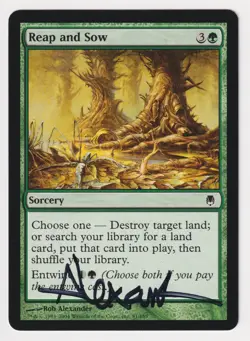Signed Reap and Sow MP Darksteel Artist Rob Alexander 2004 MTG Magic Entwine! - Image 1