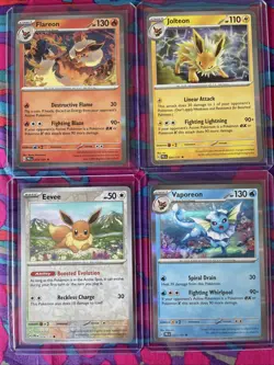 Pokemon Eevee Reverse Holo Jolteon Flareon Vaporeon Holo Prismatic Evolutions - Image 1