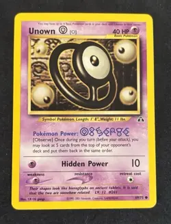 Pokemon TCG Unown A 69/75 Neo Discovery Regular Rare Vintage MP Condition - Image 1