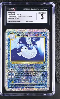 CGC 3 Dewgong 2002 Legendary Collection 40/110 Reverse Holo Pokemon Card - Image 1