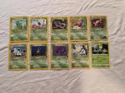 Vintage Pokemon Card Lot (10 Cards) - Jungle/Base/Gym Heroes WOTC 1999-2000 - Image 1