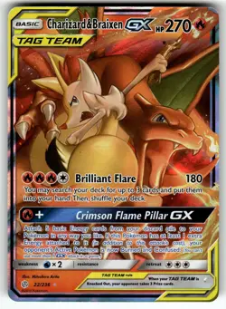 Charizard & Braixen GX 22/236 SM - Cosmic Eclipse HP Pokemon Card TCG - Image 1