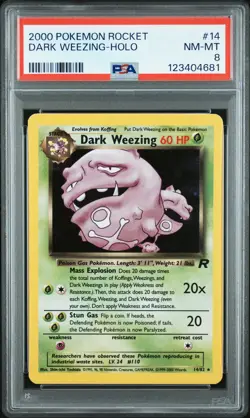 2000 POKEMON ROCKET #14 DARK WEEZING-HOLO PSA 8 - Image 1