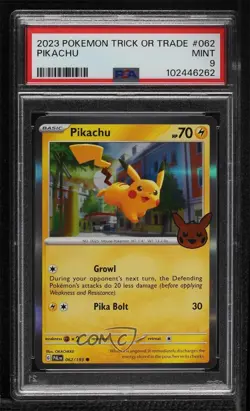 Mirage Holo - Pikachu Pokemon Scarlet & Violet Trick or Trade BOOster PSA 9 MINT - Image 1