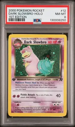 2000 POKEMON ROCKET 1ST ED #12 DARK SLOWBRO-HOLO PSA 8 - Image 1