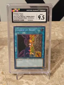 Yu-Gi-Oh! Change of Heart MAMA-EN078 Secret Pharaoh's Rare CGC Mint+ 9.5 Mavens - Image 1