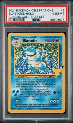 Blastoise Pokemon 2021 Holo Clebrations Classic Collection English 2/102 PSA 10 - Image 1