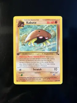 Kabuto Ist Edition Fossil Pokemon Card Near Mint Condition 50/62. Free Shipping! - Image 1