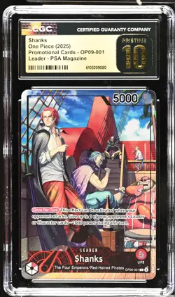 CGC Pristine 10 Shanks OP09-001 PSA Magazine Leader Promo One Piece Card - Image 1