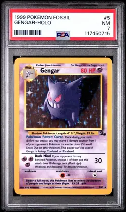1999 Gengar Fossil Unlimited Holo 5/62 PSA 7 NM Pokemon Card - Image 2