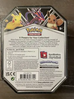 Pokemon V Powers Tin Trading Card Game Eevee V - Eevee Tin 820650807794 - Image 3