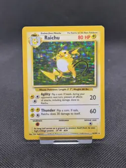 Raichu 14/102 Base Set Holo Pokemon Card WOTC Played - Image 1