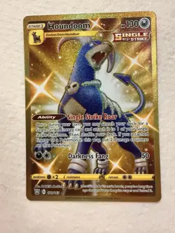 Pokemon TCG Houndoom Gold Secret Holo Rare Card 179/163 Battle Styles Full Art - Image 1