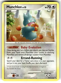 Pokemon TCG Munchlax Rising Rivals Card 70/111 2009 Regular Common - Image 1
