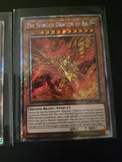 Egyptian God Cards Set Obelisk Slifer Winged Ra YuGiOh RA03 Platinum Secret NM- - Image 4