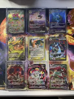Pokemon 9 Card Lot- Charizard 4/100- Charizard 199/165 -blastoise 200/165 Venu - Image 1