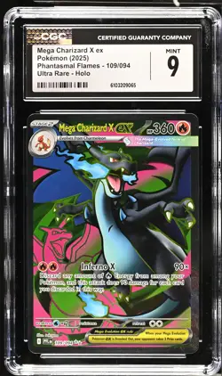 CGC 9 Mega Charizard X ex 109/094 Ultra Rare Phantasmal Flames Pokemon Card - Image 1