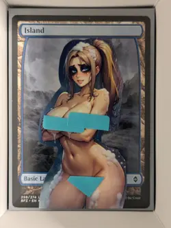 Island x Ester Shower Toon (foil) MtG Alter Hand-Crafted! Anime Waifu - Image 1
