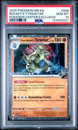 2025 Pokemon DRI EN Rocket's Tyranitar 096/182 Pokemon Center Exclusive PSA 10 - Image 1