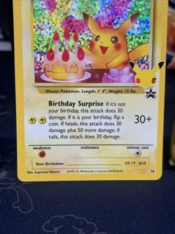 Birthday Pikachu 24 Holo Rare - 2021 Pokemon 25th Anniversary Celebrations NM - Image 3
