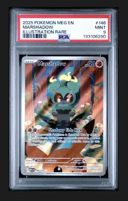 2025 POKEMON MEG EN-MEGA EVOLUTION ILLUSTRATION RARE #146 MARSHADOW PSA 9 - Image 1