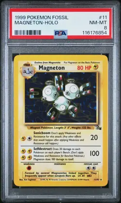 1999 POKEMON FOSSIL #11 MAGNETON-HOLO PSA 8 - Image 1