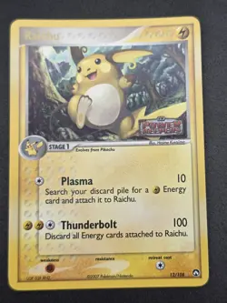 Pokemon TCG 2007 Raichu 12/108 Power Keepers Reverse Holo -Stamped -B - Image 2