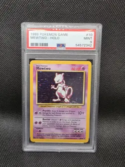 1999 POKEMON BASE SET UNLIMITED #10 MEWTWO-HOLO PSA 9 - Image 1